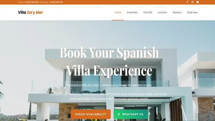 Villa Sol y Mar website